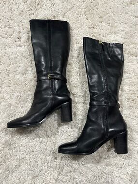 Ralph Lauren Classic Black Mid-Calf Leather Boots - Women’s 10